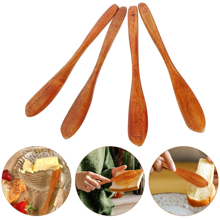 Set 4 cutite unt lemn 15x2.5x0.5cm natural