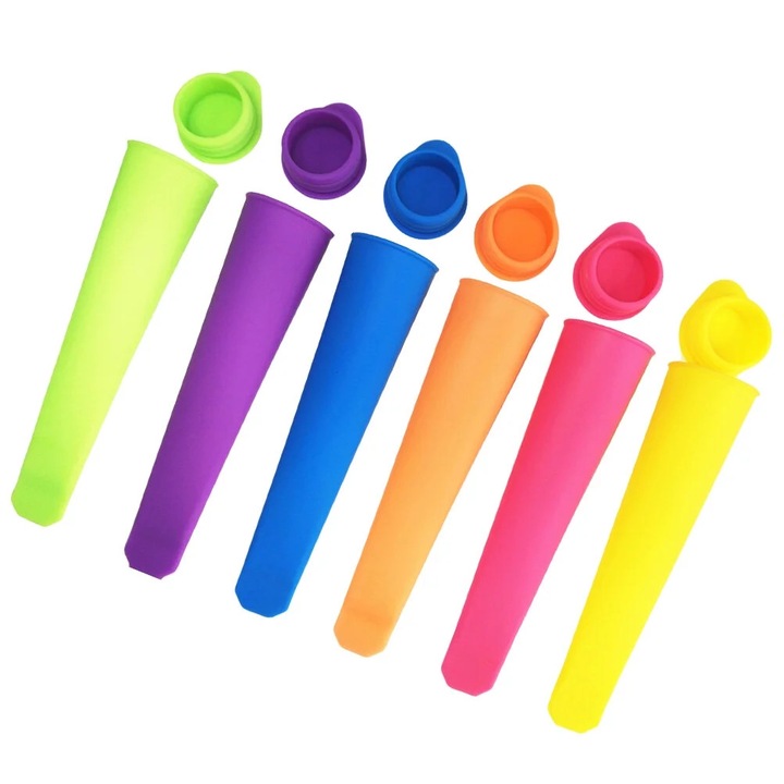 Set 10 forme silicon pentru inghetata multicolor 15x3.5x3.5cm reutilizabile