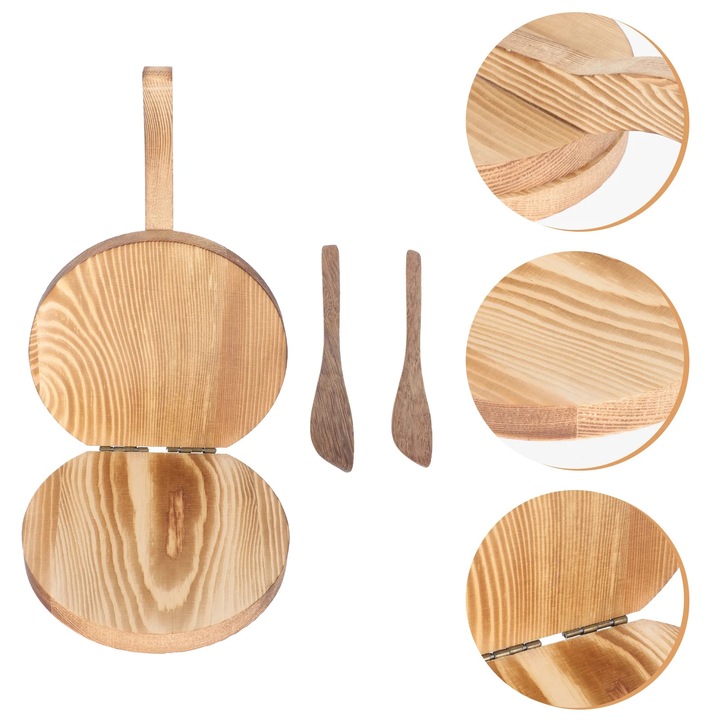 Set ustensile pentru preparat coltunasi, lemn, maro deschis