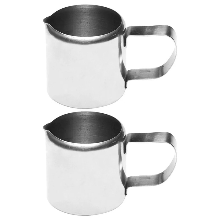 Set 2 ulcioare inox pentru lapte si sos 57ml argintiu 6x4x4cm