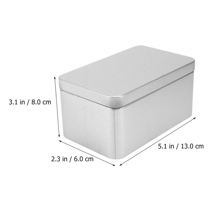 Cutii pentru depozitat ceai ZYBLSSBB LSM2xh11432-BCS0107635, set 4 cutii din tabla, argintiu, 13 x 8 x 6 cm