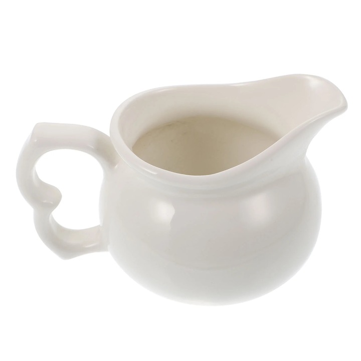 Cana ceramica alba 11.5x8x7cm pentru lapte