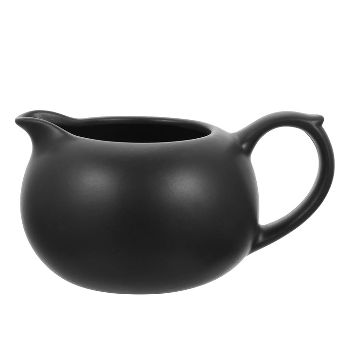 Cana pentru lapte si sos ZYBLSSBB LSM2xh12351-BCS0120273, ceramica neagra mata, 12.6 x 8.8 x 6.5 cm