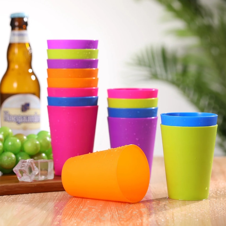Set 24 pahare colorate YANYXR plastic 8x6x6cm pentru petrecere