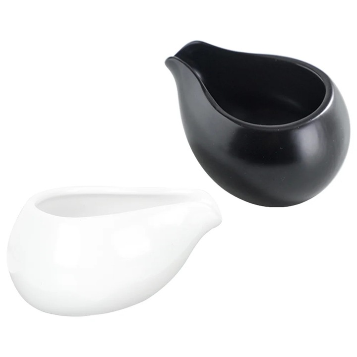 Set 2 cani ceramice multifunctionale, negru alb, 9x7x5cm
