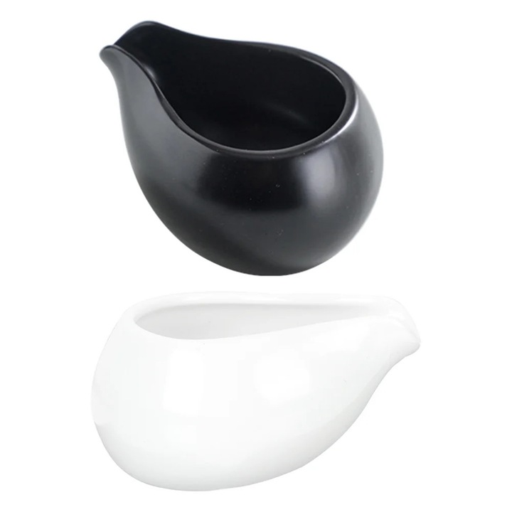 Set 2 cani ceramice multifunctionale, negru alb, 9x7x5cm