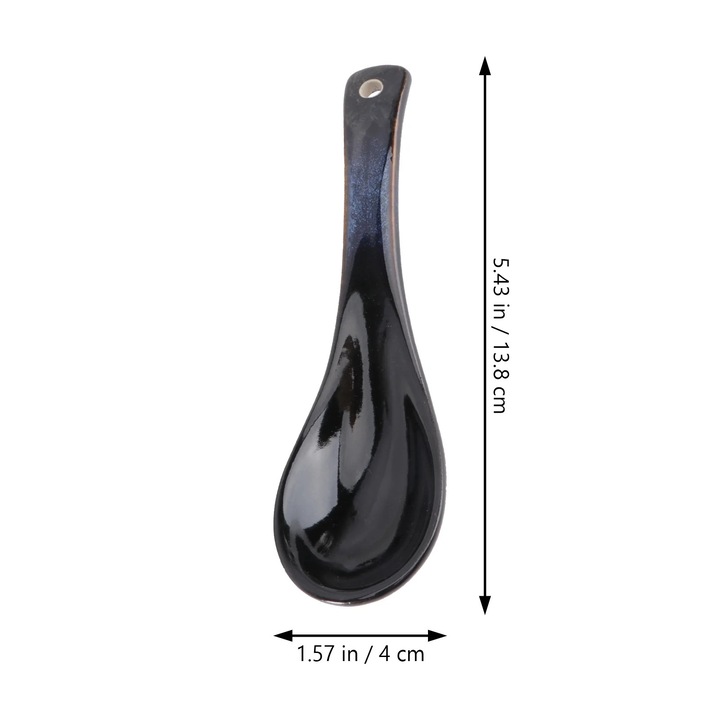 Lingura pentru supa ZYBLSSBB LSM2xh10782-BCS0098681-1, ceramica rezistenta la caldura, negru, 13.8 cm, set de 2
