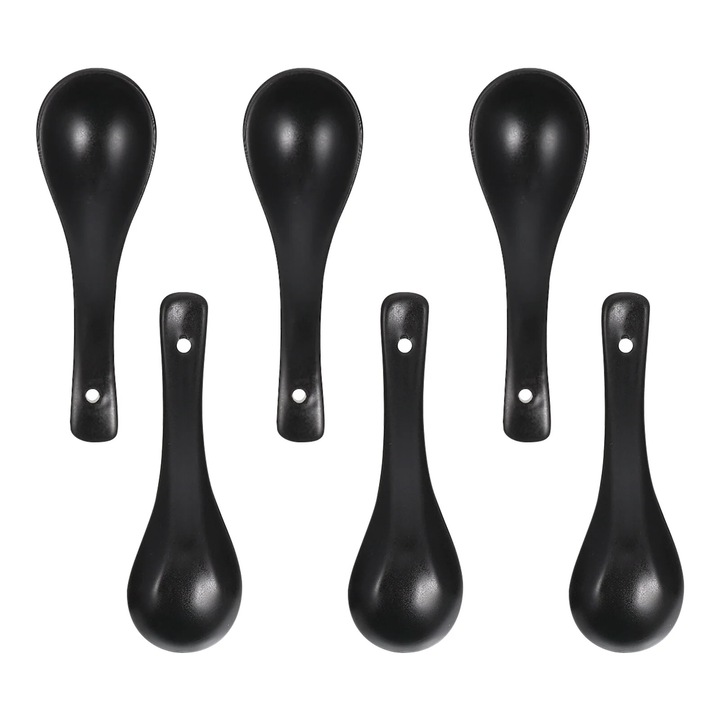 Linguri pentru supa ZYBLSSBB LSM2xh12544-BCS0123746, ceramica, negre, set 6 buc