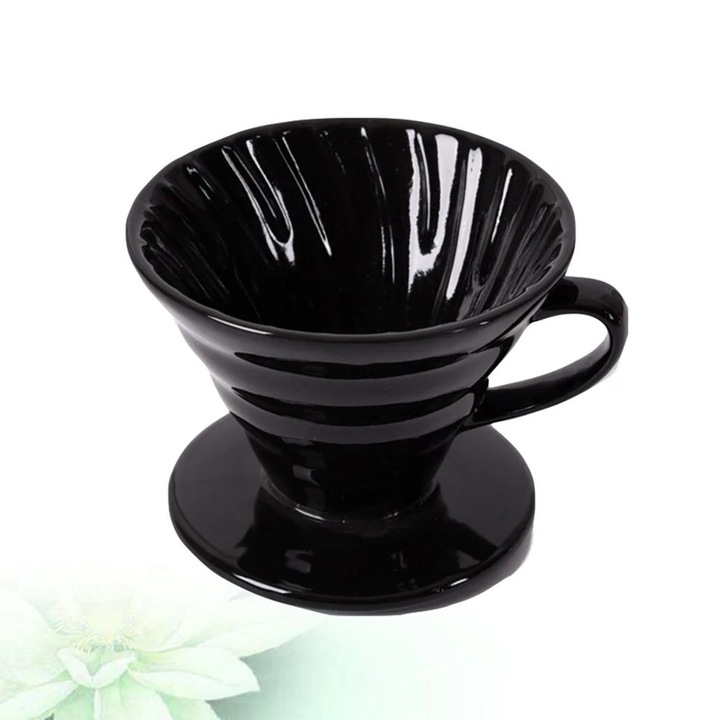Filtru de cafea ceramic conic ZYBLSSBB pentru 1–4 persoane, negru, 11,5 x 11,5 x 9,5 cm, LSM2xh10174-BCS0090135