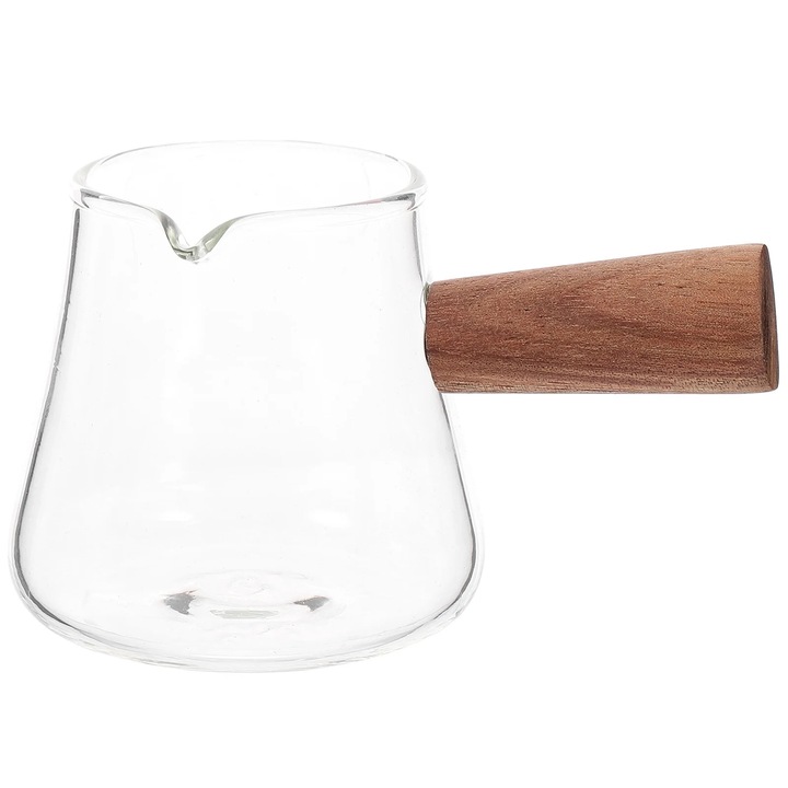 Cana lapte sticla si lemn 110ml 10.6x6.6x6.3cm