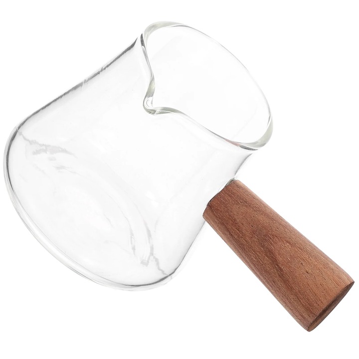 Cana lapte sticla si lemn 110ml 10.6x6.6x6.3cm