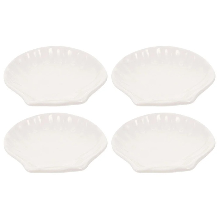 Suport plic ceai ceramic forma scoica 7.5x7.5x1.7cm set 4 bucati