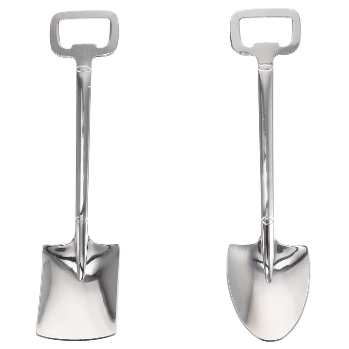 Linguri pentru desert in forma de lopata ZYBLSSBB LSM2xh11853-BCS0113804, inox, cu deschizator de sticle, argintiu, set 8, 15,2 x 3,5 x 1 cm