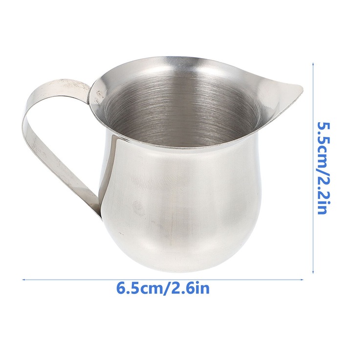 Cana lapte inox 60ml, capacitate mica, design simplu, usor de curatat