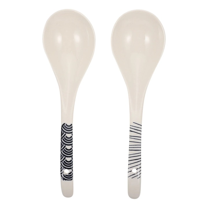 Set 2 linguri ceramice pentru supa si gatit, alb, 23x6.5x5cm