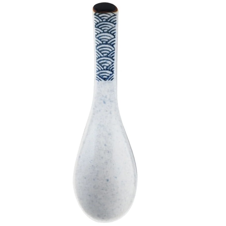 Set 2 linguri ceramice pentru supa, 13.5x4x1cm, alb