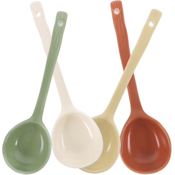 Set 4 linguri ceramice pentru supa, multicolor, 17x5x1.3cm