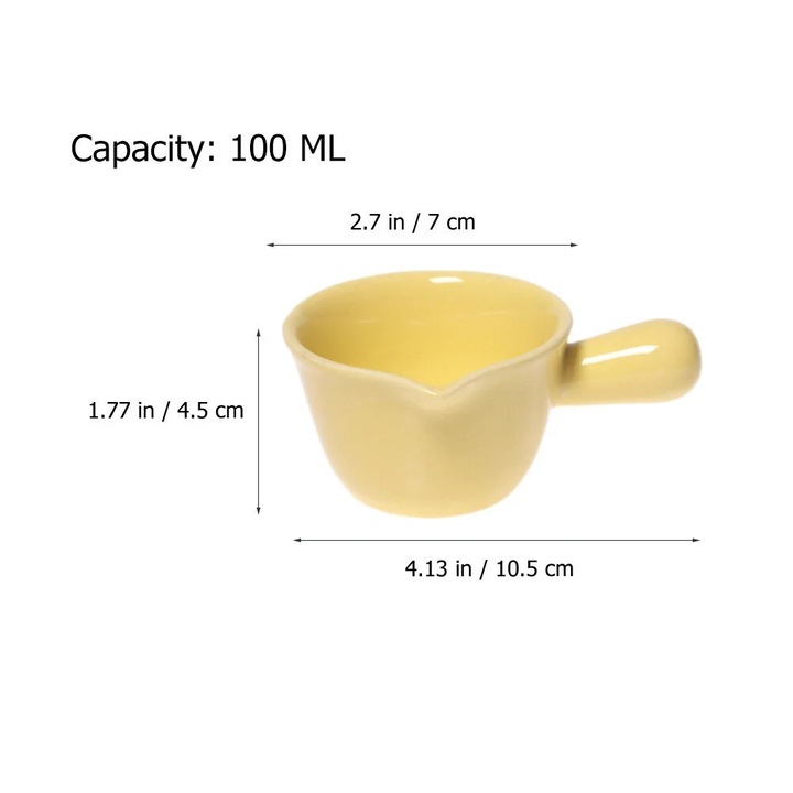 Cana de lapte ceramica ZYBLSSBB LSM2xh11625-BCS0110621, capacitate 100 ml, galben, 10.5 x 7 x 4.5 cm