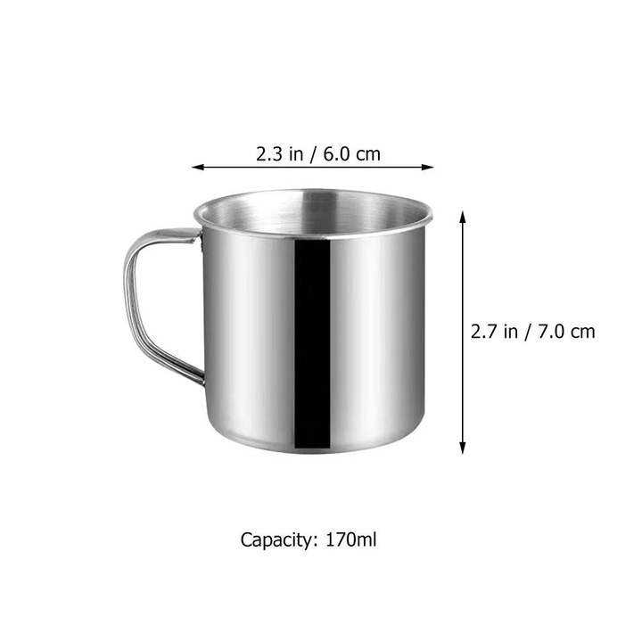Set 6 cani din inox ZYBLSSBB LSM2xh11759-BCS0112381-1, 245 ml, argintiu