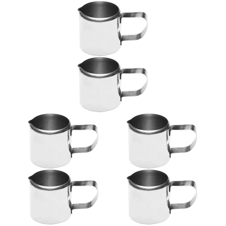 Set 6 cani lapte inox 57ml argintiu multifunctional