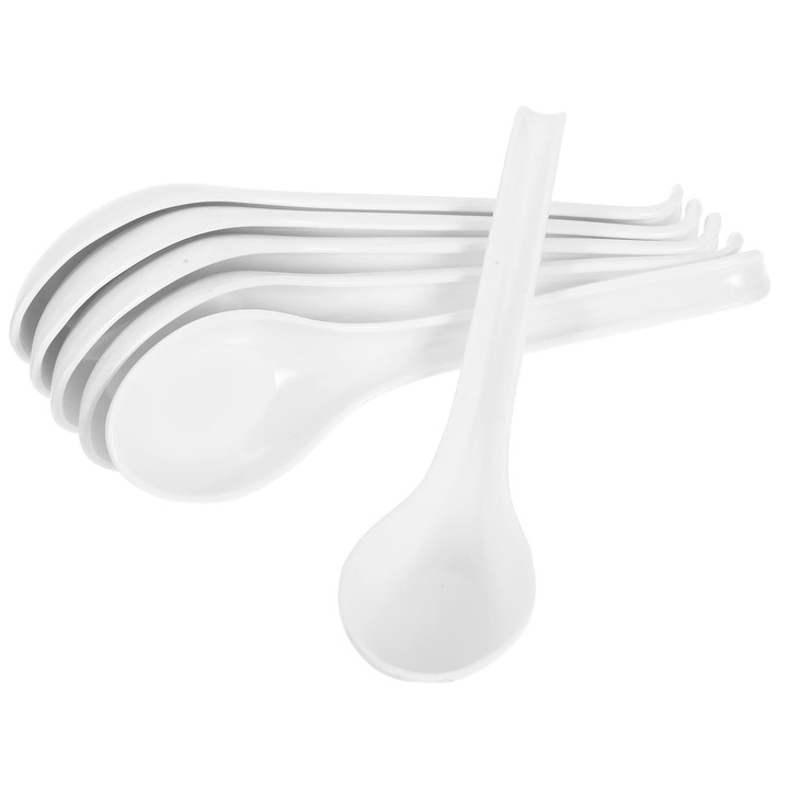 Linguri asiatice pentru supa ZYBLSSBB din melamina, antiderapante, alb, set 6 buc, 16.3 x 4 x 1.5 cm