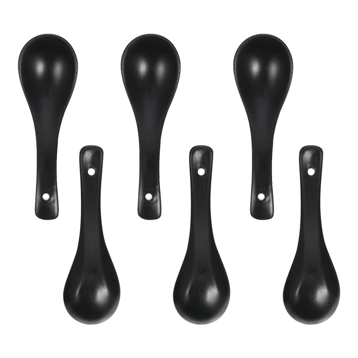 Linguri pentru supa ZYBLSSBB LSM2xh11726-BCS0111897, ceramica, negre, set de 6