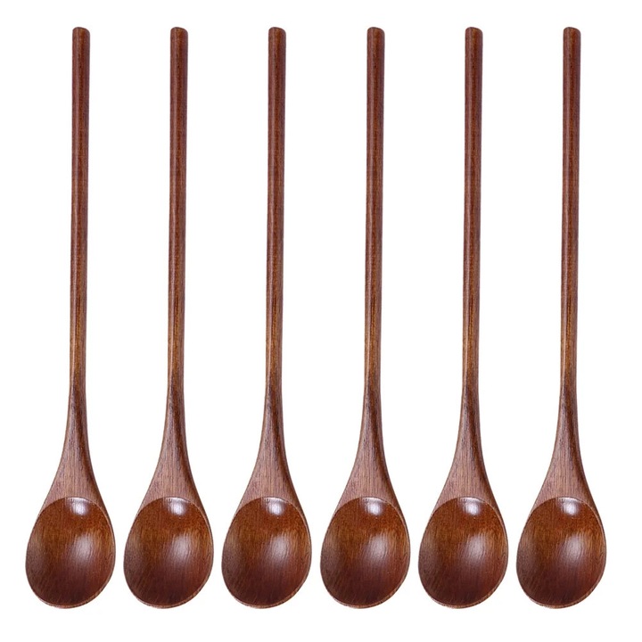 Linguri pentru miere YANYXR BCS3237390, din lemn cu maner lung, maro, set 6, 20 x 3 x 1 cm