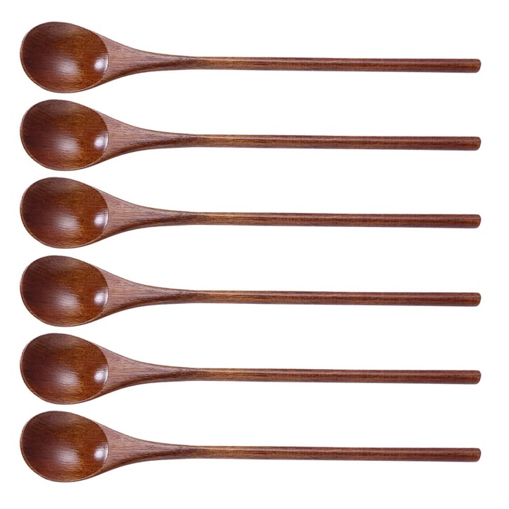 Linguri pentru miere YANYXR BCS3237390, din lemn cu maner lung, maro, set 6, 20 x 3 x 1 cm