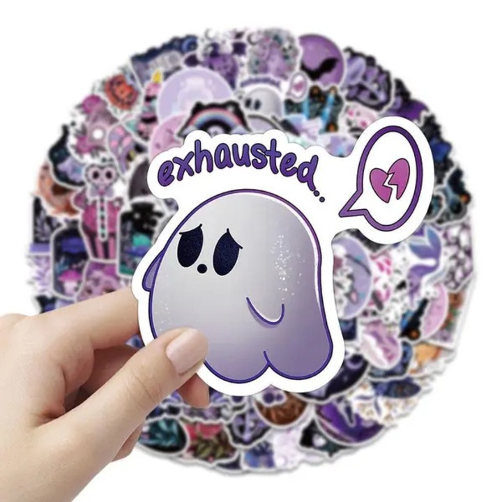 100 db többszínű Halloween dekorációs matrica készlet 3x9cm