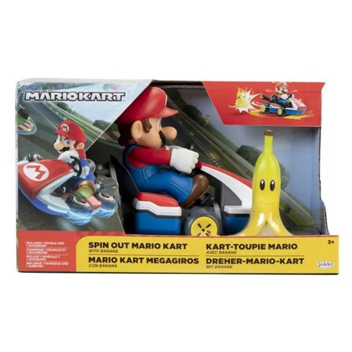 Mario Kart kisautó banánnal, többszínű, 13x8x6cm, szett