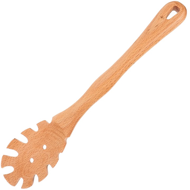 Lingura pentru spaghete din lemn, colizor, 31x6.2x1.5cm, maro