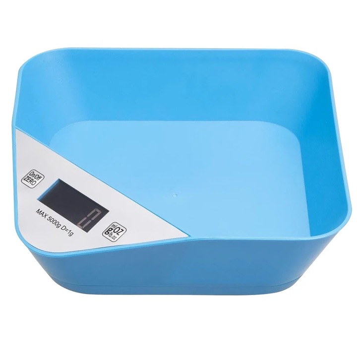 Cantar de bucatarie, 5kg, ABS, albastru cer, 18x8x5.7cm
