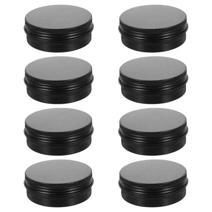 Recipient din aluminiu ZYBLSSBB LSM2xh4122-BCS0125074, cu capac insurubabil, negru, 6.8 x 6.8 x 2.5 cm, set 8 buc