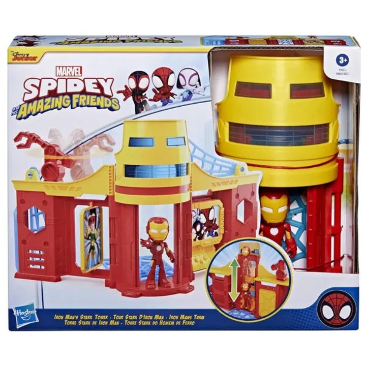 Stark torony játékszett Iron Man és Spidey figurákkal, többszínű, 22x10cm