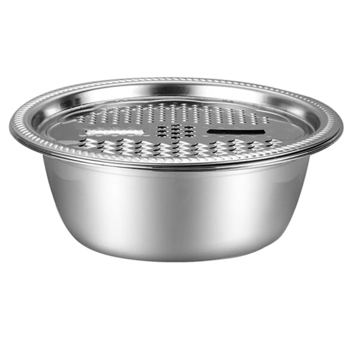 Set razatoare multifunctionala si bazin inox, argintiu, 26x26x11.5cm