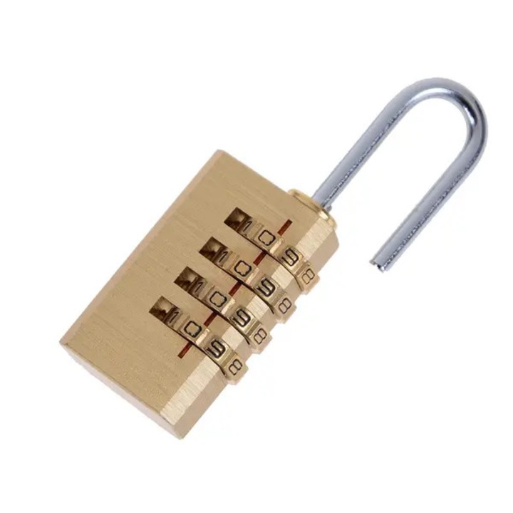 Катинар с 4-цифрена комбинация, месинг, 6x2x1см, златист
