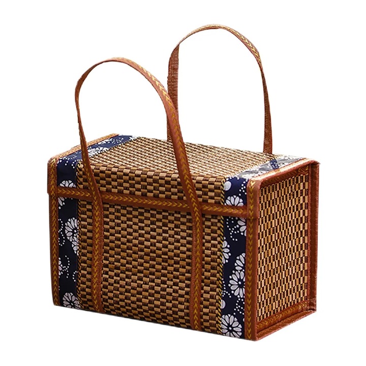 Cos picnic impletit din nuiele, organizator pentru alimente, copii, Paste, 30x20x15cm