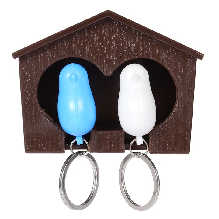 Suport chei perete casa pasare plastic 9.5x7x4.5cm set