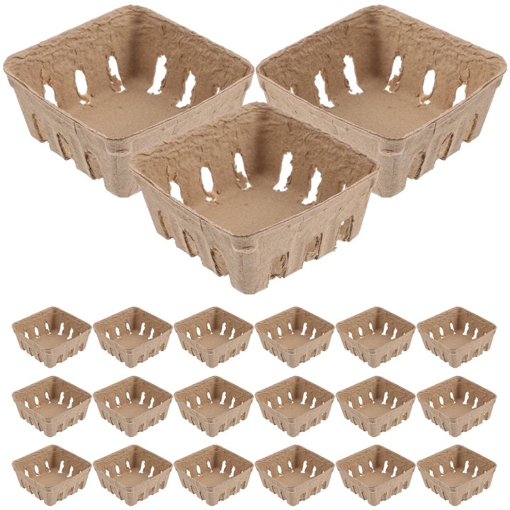 Cos fructe hartie pulpa 10x10x4.5cm set 50 buc