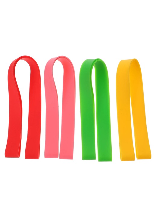 Set 4 benzi elastice din silicon pentru fixat prosoape, multicolor, 31x1.8x0.2cm