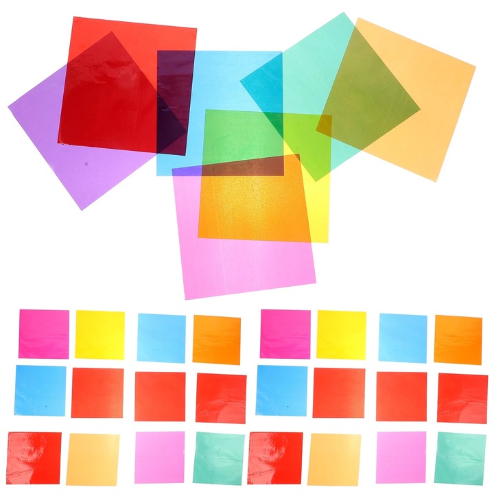 Foi de celofan ZYBLSSBB LSM2xh2239-BCS0154915, 10 x 10 cm, celofan transparent multicolor, 84 bucati