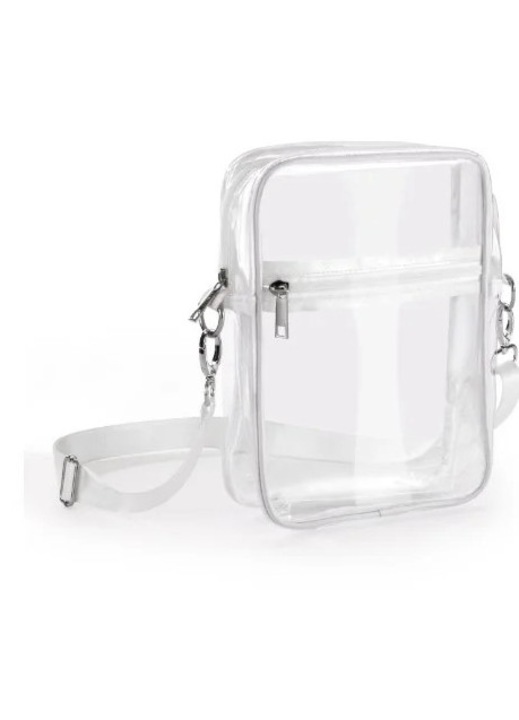 Geanta umar transparenta PVC, alb, 20.5x15.5x4.7cm