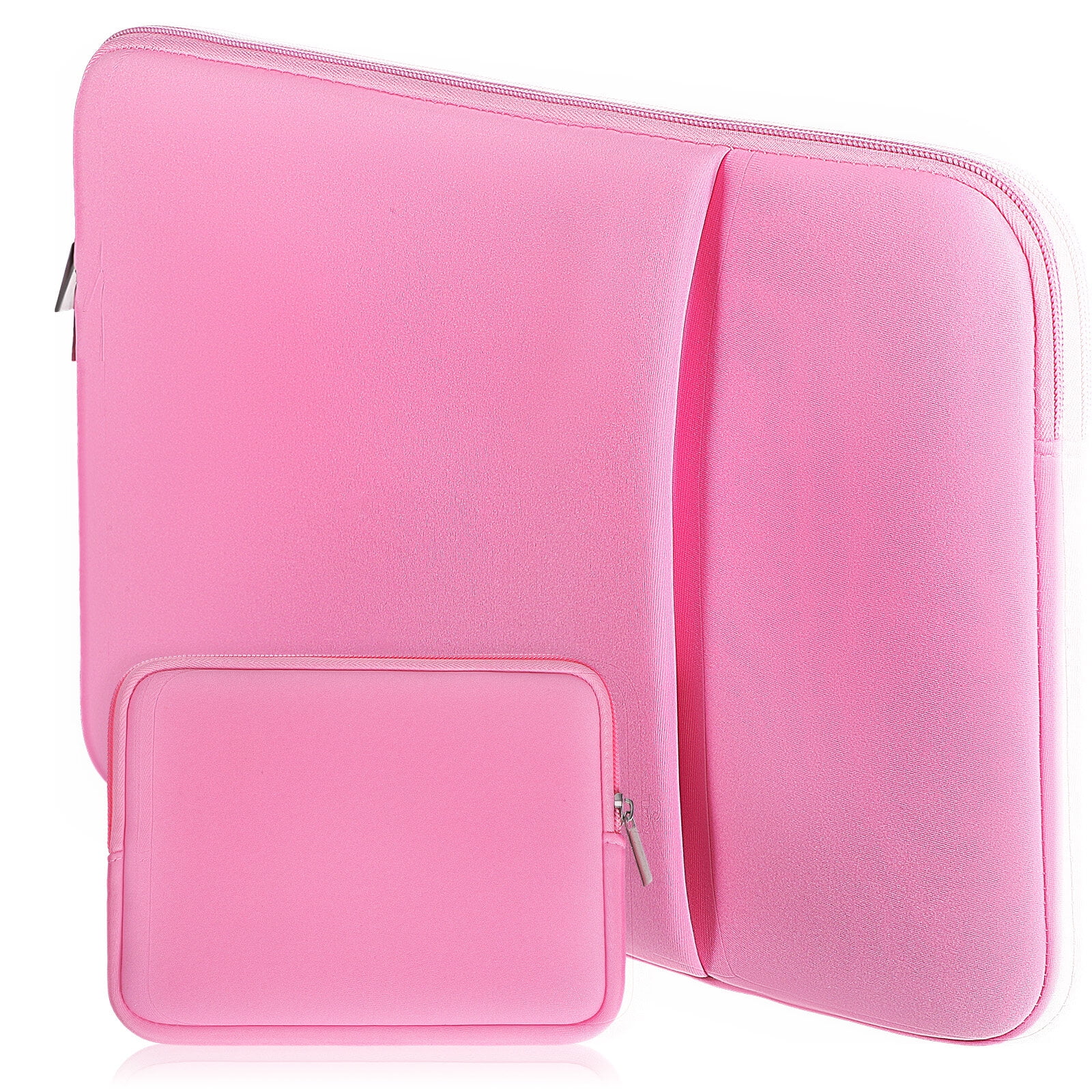 ZYBLSSBB, husa pentru laptop din poliester cu protectie la socuri, buzunar frontal si fermoar metalic bidirectional, roz, 13 inch (36 x 25,5 x 1,6 cm)