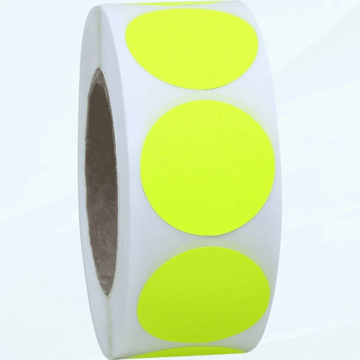 Fluoreszkáló öntapadós kerek címkék 1 hüvelyk sárga 1000 db