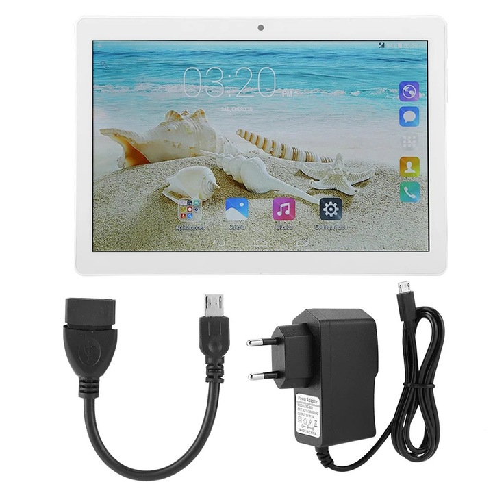 Tableta 10.1 inch, 1GB RAM, 16GB, WiFi, alb, 24x16.7x0.8cm