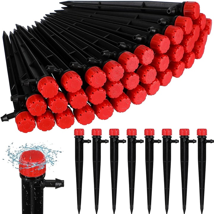 Emitatoare irigare picurare set 200 piese ajustabile verde negru 1/4 inch