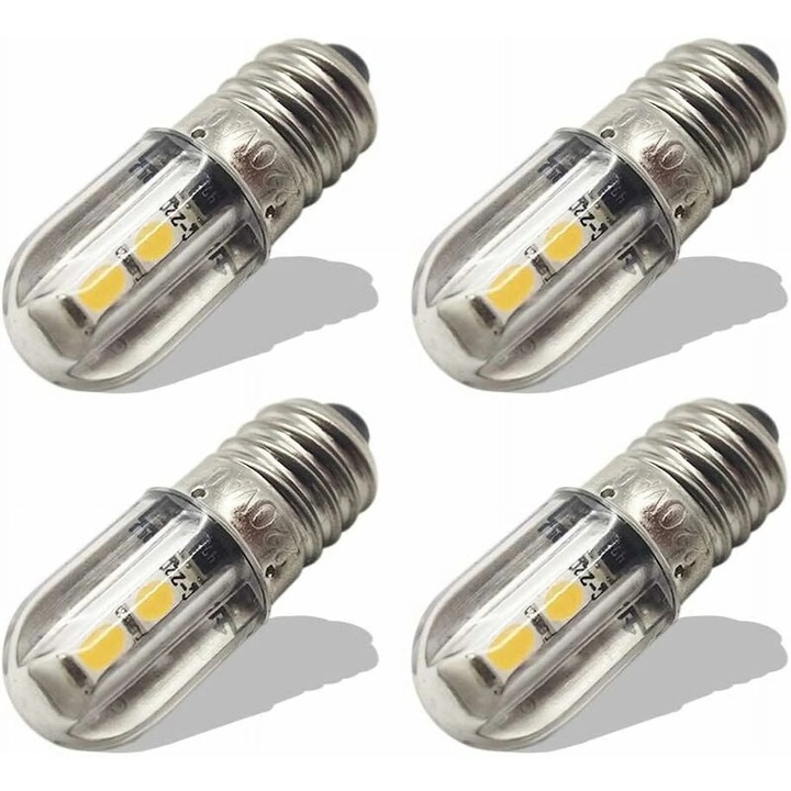 Bec LED E10 YANYXR 220V 230V 4 LED meleg fehér 28x10mm 4 darabos szett