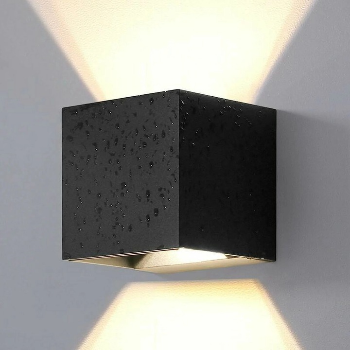 LED аплик за стена YANYXR, 6W, регулируем, черен, 10x10cm, IP65