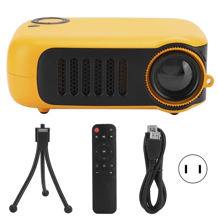 Proiector portabil mini, 320x240, 2" LCD, portocaliu negru, 12V