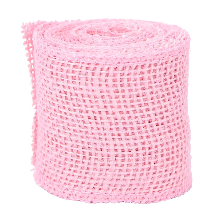YANYXR juta szalag tekercs, rózsaszín, 2mx6cm, natúr